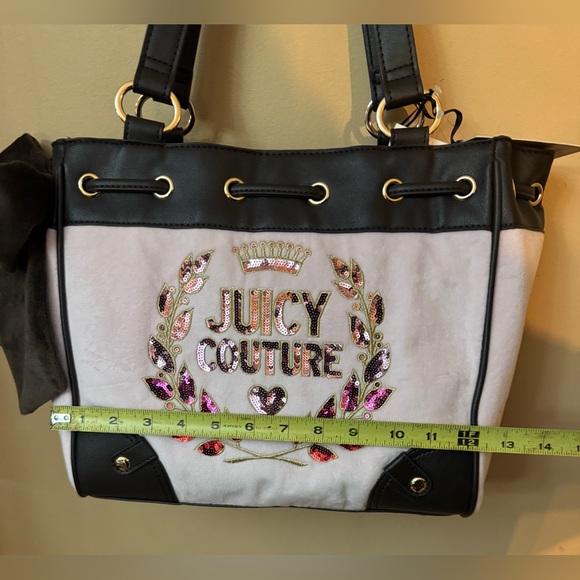 Juicy Couture Pink and Black Sequin Embellished Tote with Heart Tag - Picture 6 of 10